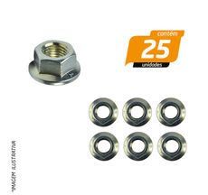 Porca Sextavada Flangeada Zincada 10 x 1,25mm. - 25 Unidades