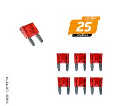 Fusível Encaixe Mini 10A Vermelho - Hikari - 25 Unidades