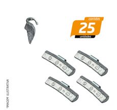 Contrapeso 40g com Garra Baixa em Chumbo para Rodas de Aço Linha Leve Fiat - Stampjet - 25 Unidades