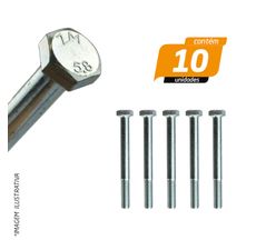 Parafuso Sextavado Ferro Rosca Grossa Parcial 5.8 Zincado 8 x 80mm - 10 Unidades