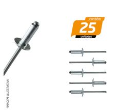 Rebite Alumínio Aba Larga 6 x 19mm - 25 Unidades