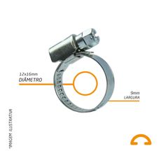 Abraçadeira Recartilhada Fita 9mm Aço Carbono Fita 12 x 16mm - Rexon- 25 Unidades - 25 Unidades