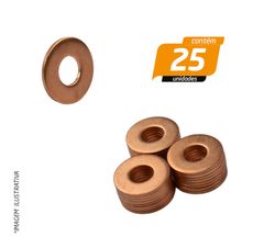 Arruela de Vedação em Cobre 9,5 x 20 x 0,5mm - 25 Unidades