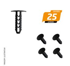 Grampo de Forração Interna Preto 30mm Fiat/ Iveco - Plastcar  - 25 Unidades
