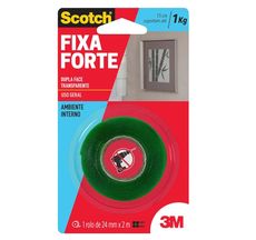 Fita Dupla Face Fixa Forte Transparente 24mm x 2m - 3M