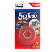 Fita Acrílica Dupla Face Cinza Fixação Ultra Forte Interior e Exterior 12mm x 2m TekBond 400g