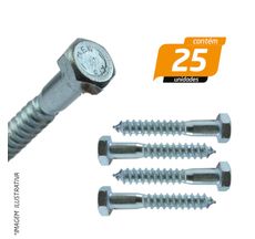 Parafuso Cabeça Sextavada Rosca Parcial Soberba Zincado para Bucha S10/12  5/16 x 50mm - 25 Unidades