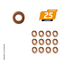 Arruela de Vedação em Cobre 7,3 x 15 x 2mm - 25 Unidades