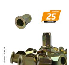 Rebite Sextavado com Rosca Interna M5 x 0,8mm - 25 Unidades