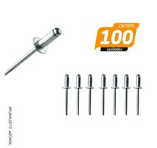 Rebite Repuxo Alumínio 3 x 14mm - 100 Unidades