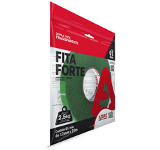 Fita Dupla Face Transparente Liner Verde 12mm x 20m Adere