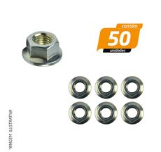 Porca Sextavada Flangeada Zincado 6 x 1mm - 50 Unidades