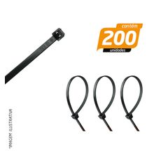 Abraçadeira de Nylon Preta 3,6 x 1,1 x 155mm - Reimold - 200 Unidades