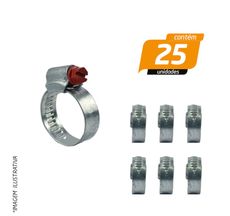 Abraçadeira Recartilhada Fita 9mm Aço Carbono 22 x 32mm - Suprens - 25 Unidades