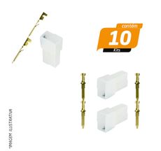 Kit Conector 2 Vias (Macho e Fêmea) com Terminais Mosquitinho - Rainha das Setes - 10 Unidades