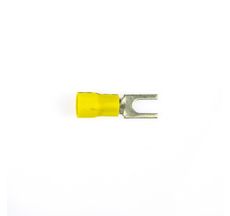 Terminal Forquilha Isolado Amarelo 4mm Fio 2,5 a 6mm - Crimper - 25 Unidades