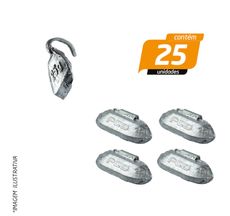 Contrapeso 25g com Garra Baixa em Chumbo para Rodas de Aço Linha Leve Universal - Procad - 25 Unidades