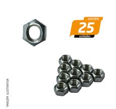 Porca Sextavada Zincada Travante Dodi- Loc 6 x 1mm - 25 Unidades