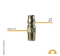 Pino para Engate 3/8 vazão Rosca Macho 1/4 NPT - Lubefer